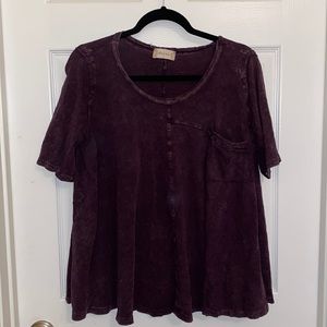 Crop top, acid wash, flowy top with front pocket from Altar’d State